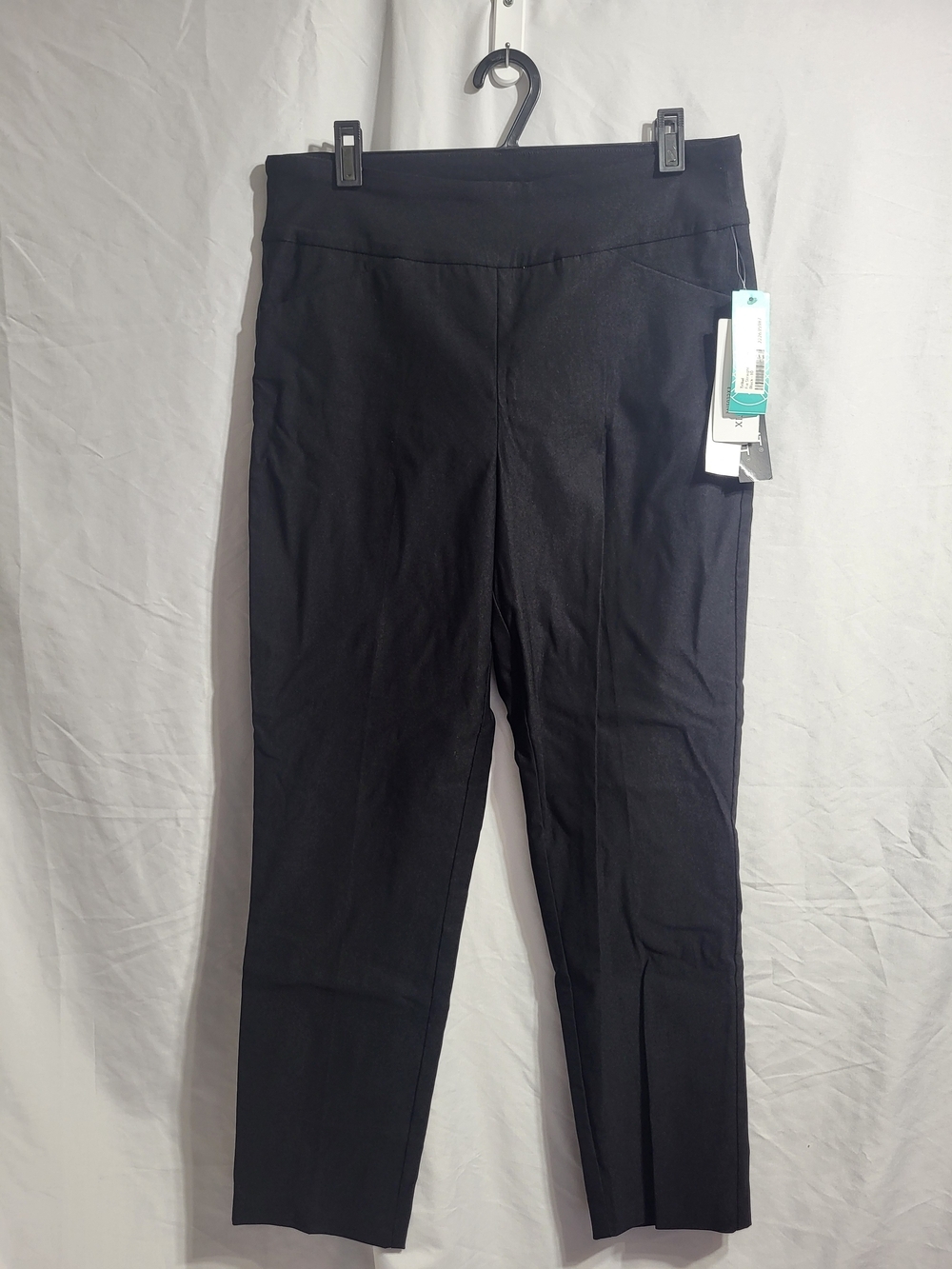 NEW-Tribal Black Straight-Leg Ponte Pull-On Pants, Size 10